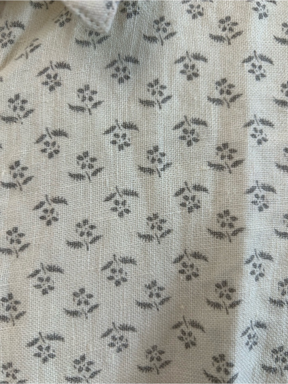 BOHEMIA Sleeveless Cream and gray Patterned Dress Button up collard Retro Linen - Picture 8 of 13